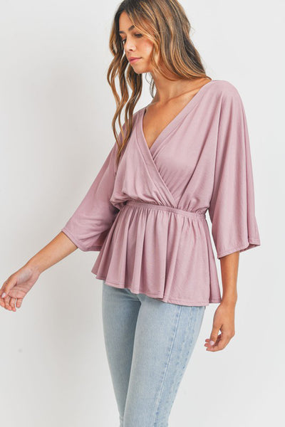 Sunlit Grace Surplice Peplum Top