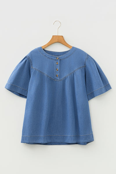 Denim Darling Peasant Top