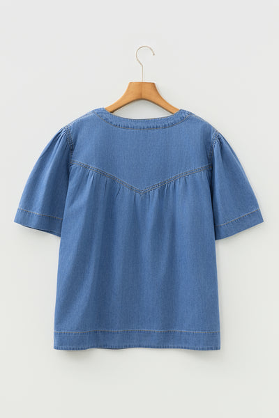 Denim Darling Peasant Top