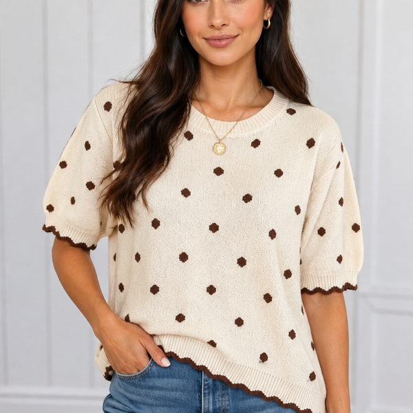 Sunday Dots Scallop Sweater