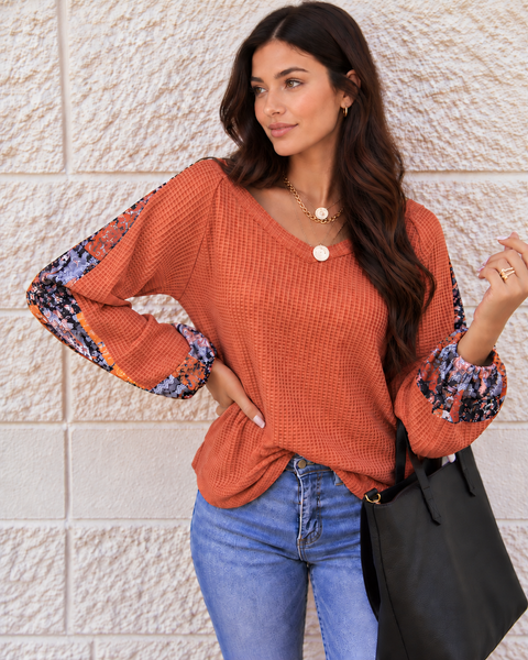 Autumn Bloom Waffle Top