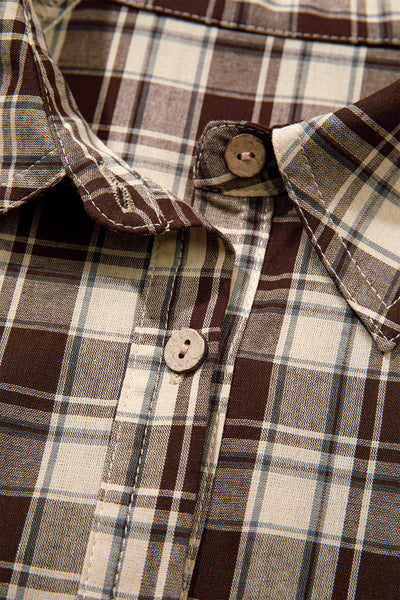 Brown Plaid Button-Front Mini Dress — supplier product-only image
