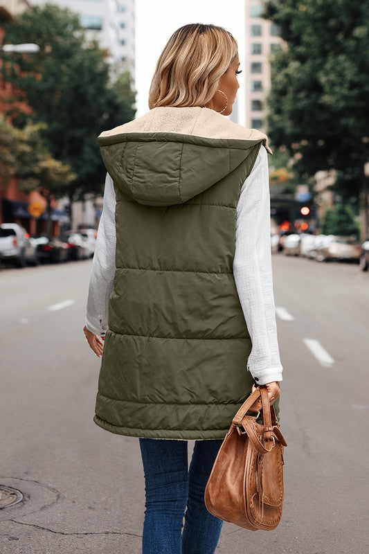 Zipper Front Reversible Hoodie Vest – Love, Kuza