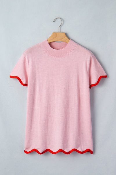 Pink Ribbon Wavy Trim Sweater — supplier product image