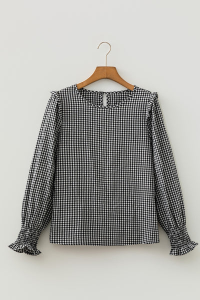 Midnight Plaid Shirred Blouse ? supplier product image