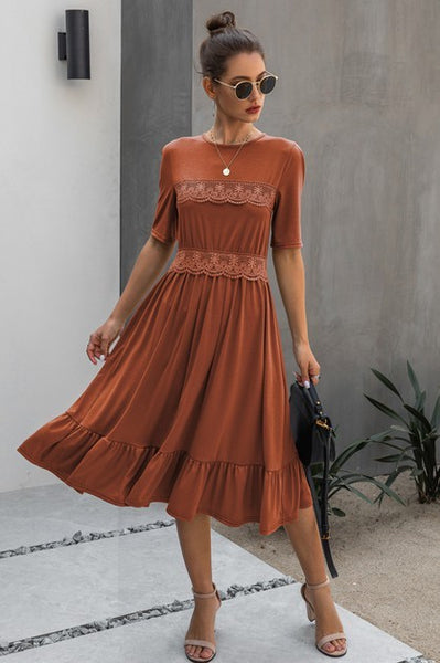 Autumn Grace Lace Midi Dress