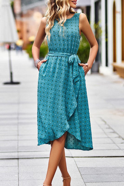 Willow Grace Swiss Dot Wrap Midi Dress