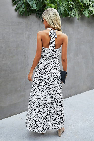 Midnight Safari Halter Maxi Dress