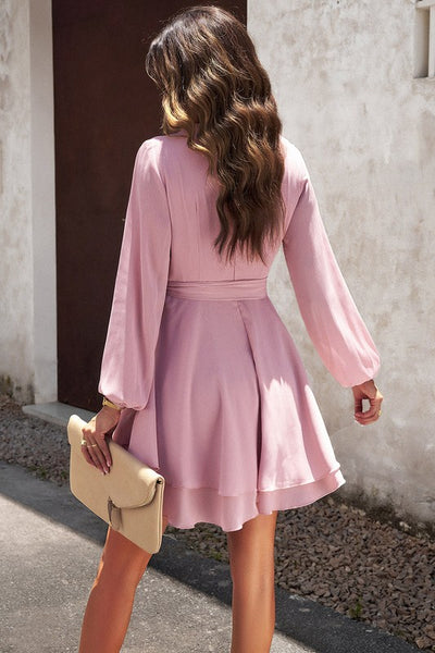 Wrap Front Tiered Ruffled Dress
