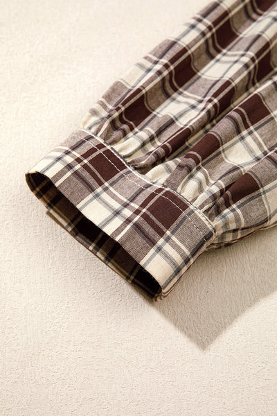 Brown Plaid Button-Front Mini Dress — supplier product-only image