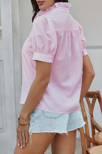 Ruffle Charm Seersucker Blouse