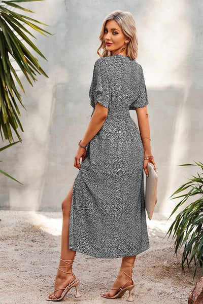 V-Neck Dolman Sleeves Print Maxi Dress