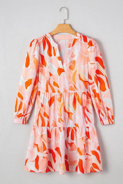 Coral Flame Petal Tier Dress