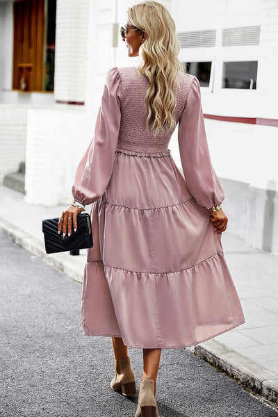 Everly Grace Smocked Tiered Midi Dress