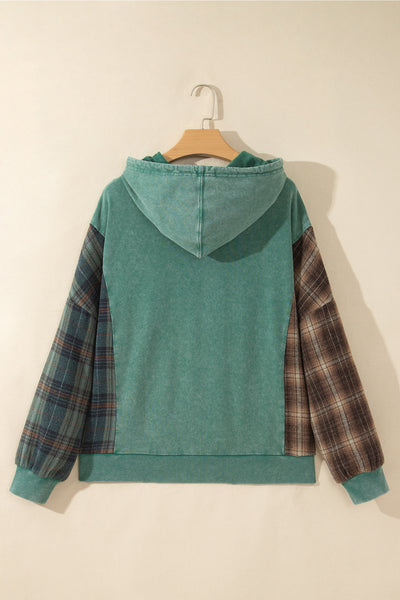 Pine Grove Plaid-Sleeve Cotton Hoodie — supplier product-only image