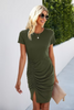 Olive Allure Ruched Knit Dress
