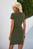 Olive Allure Ruched Knit Dress