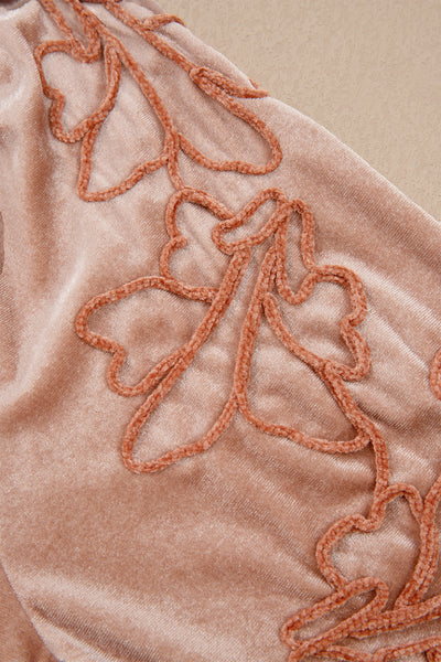 French Beige Embroidered Velvet Dress — supplier product-only image