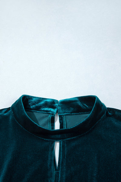 Teal Keyhole Velvet Mini Dress — supplier product-only image