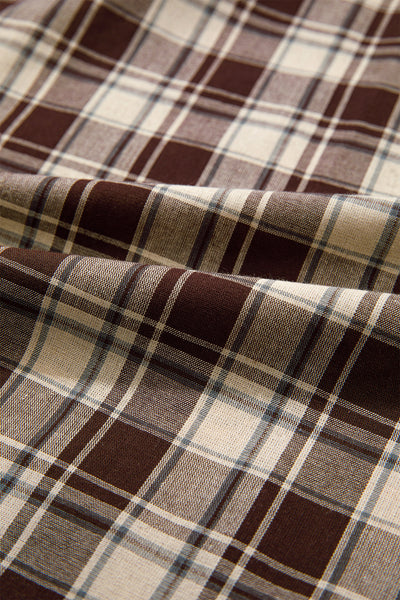 Brown Plaid Button-Front Mini Dress — supplier product-only image