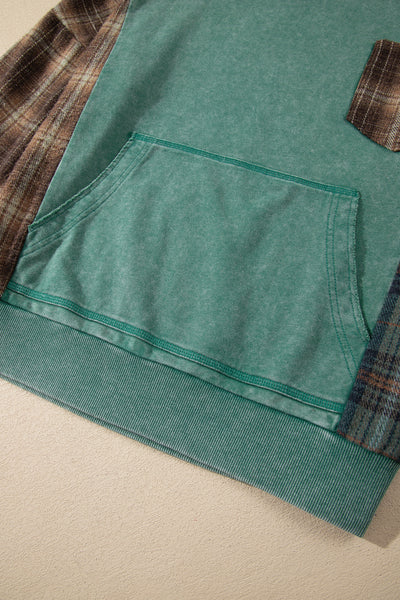 Pine Grove Plaid-Sleeve Cotton Hoodie — supplier product-only image