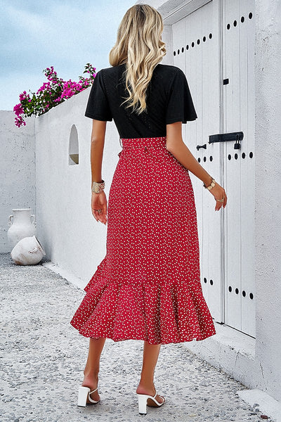 Floral Fusion Wrap Midi Dress