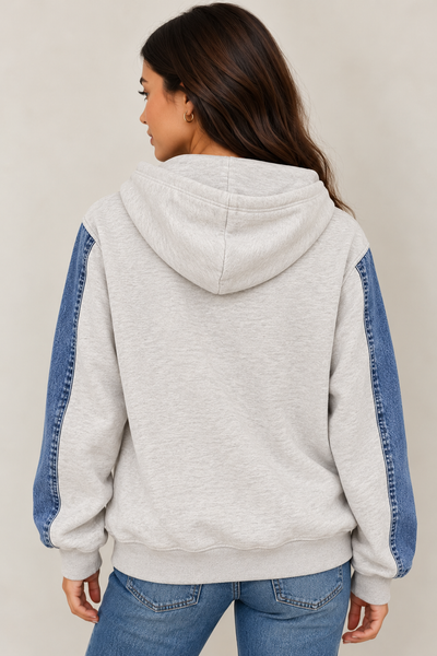 Denim Day Colorblock Pullover Hoodie — lila back