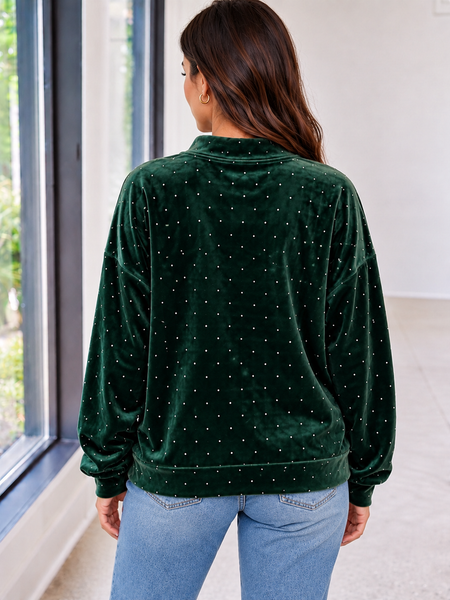 Evergreen Dots Velvet Tunic Sweatshirt — lila back
