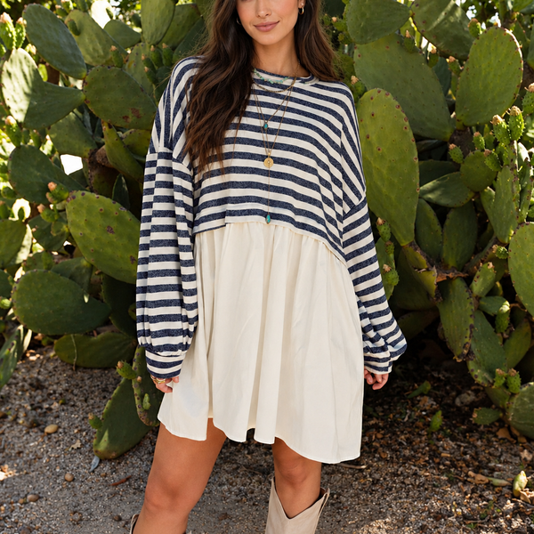 Coastal Stripe Patchwork Mini Dress — shopify hero