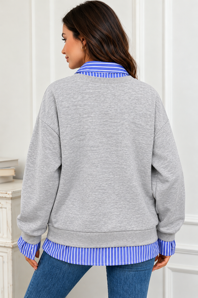 Preppy Hour Layered-Collar Sweatshirt — lila back
