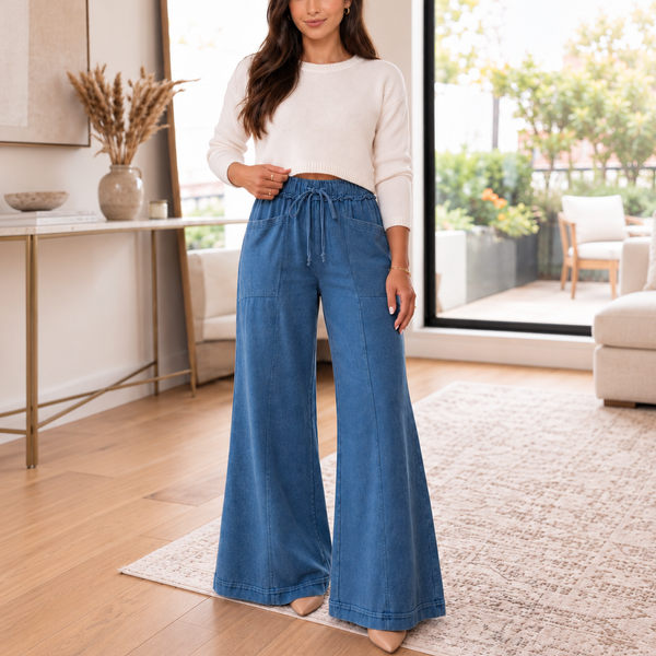 Blue Mineral Flare Pants — shopify hero