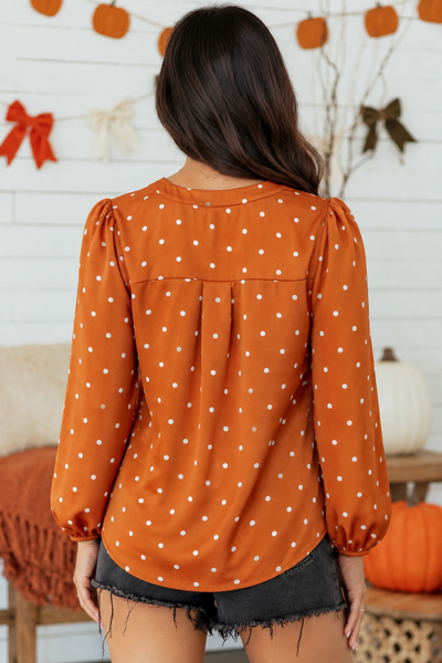 Cocoa Dot V-Neck Blouse ? back view