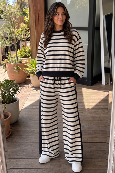 Coastal Ease Striped Pant Set — sandi approved lila front