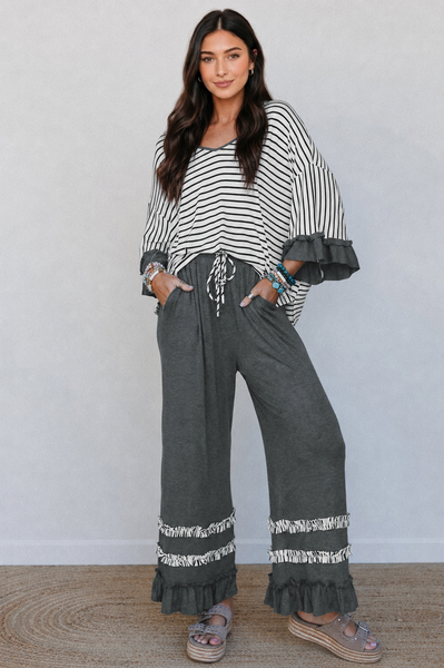 Ruffle & Rhythm Striped Pant Set — sandi approved lila front