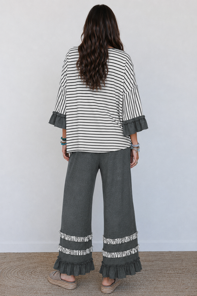 Ruffle & Rhythm Striped Pant Set — sandi approved lila back