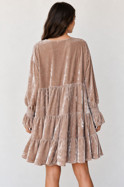 Smoke Velvet Tiered Dress — lila back