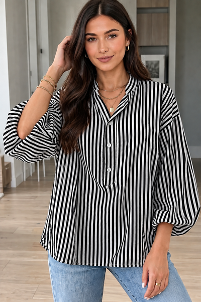 Midnight Stripe Button-Up ? front view