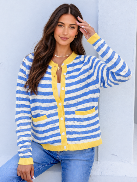 Skyline Stripe Cardigan ? lila front