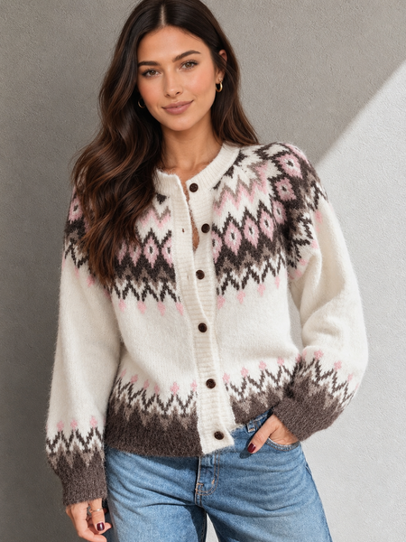 Snowbound Geo Cardigan ? lila front