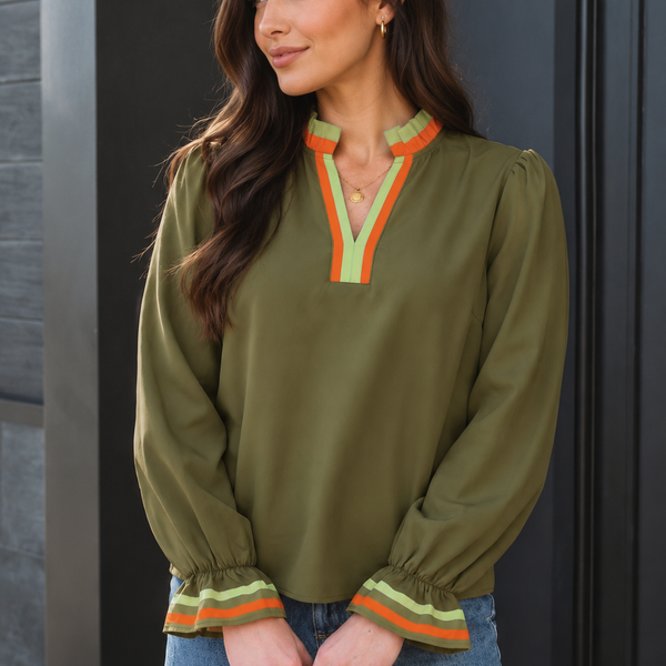 Clover Stripe Ruffle Blouse ? Shopify hero