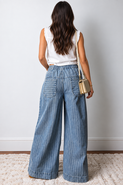 Blue Skies Stripe Wide Leg Jeans — LILA_BACK