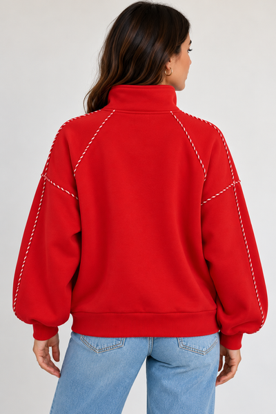 Candy Cane Lane Snap-Collar Sweatshirt — lila back