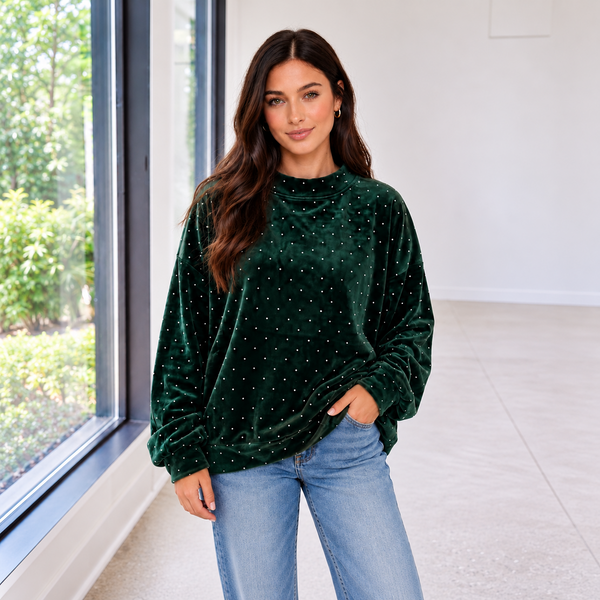 Evergreen Dots Velvet Tunic Sweatshirt — shopify hero full square