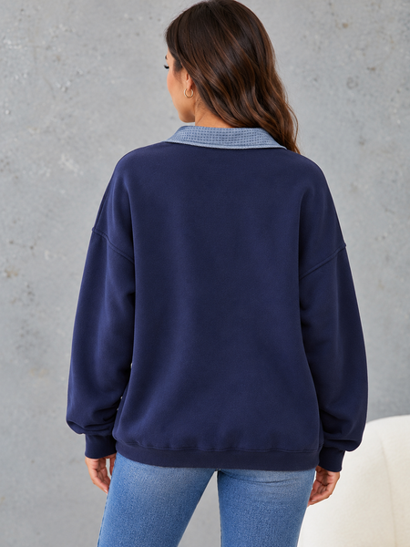 Blue Harbor Snap-Collar Sweatshirt — lila back