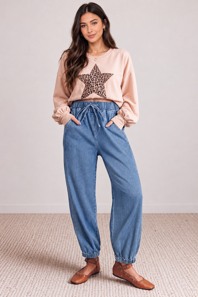 Easy Dusk Drawstring Jeans — lila front