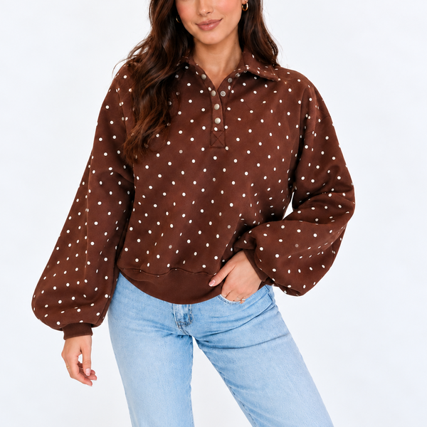 Café Polka Button-Collar Sweatshirt — shopify hero