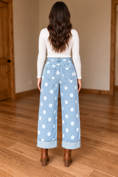 Blue Belle Polka Dot Jeans — LILA_BACK