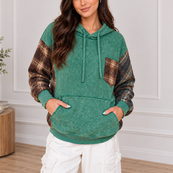 Pine Grove Plaid-Sleeve Cotton Hoodie — shopify hero