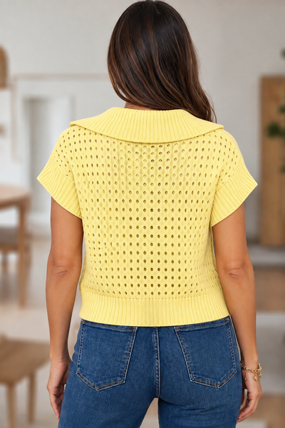 Golden Hour Zip Knit Top — lila back
