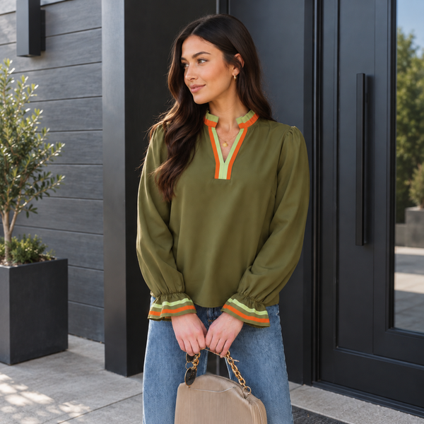Clover Stripe Ruffle Blouse ? Shopify hero